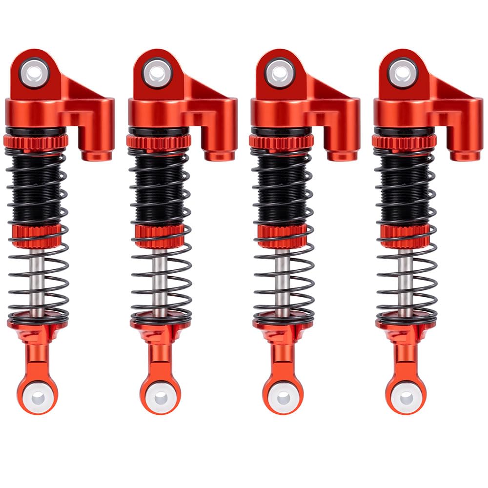 MOHERO 4Pcs 53mm Shocks - Aluminum RC Threaded Tele Absorber Damper for 1/18 RC Rock Crawler Ascent-18 Upgrades Parts (Red)