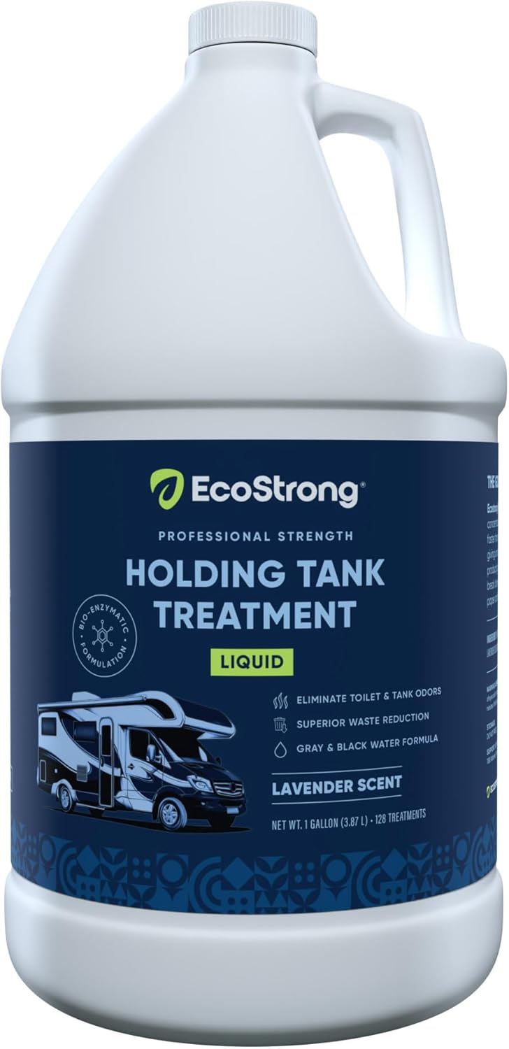 Eco Strong RV Toilet Treatment | RV Black Tank Treatment | RV Holding Tank Digestor, Odor Eliminator, and Cleaner | Perfect for Campers, RVs, Boats, 128 Treatments, Lavender