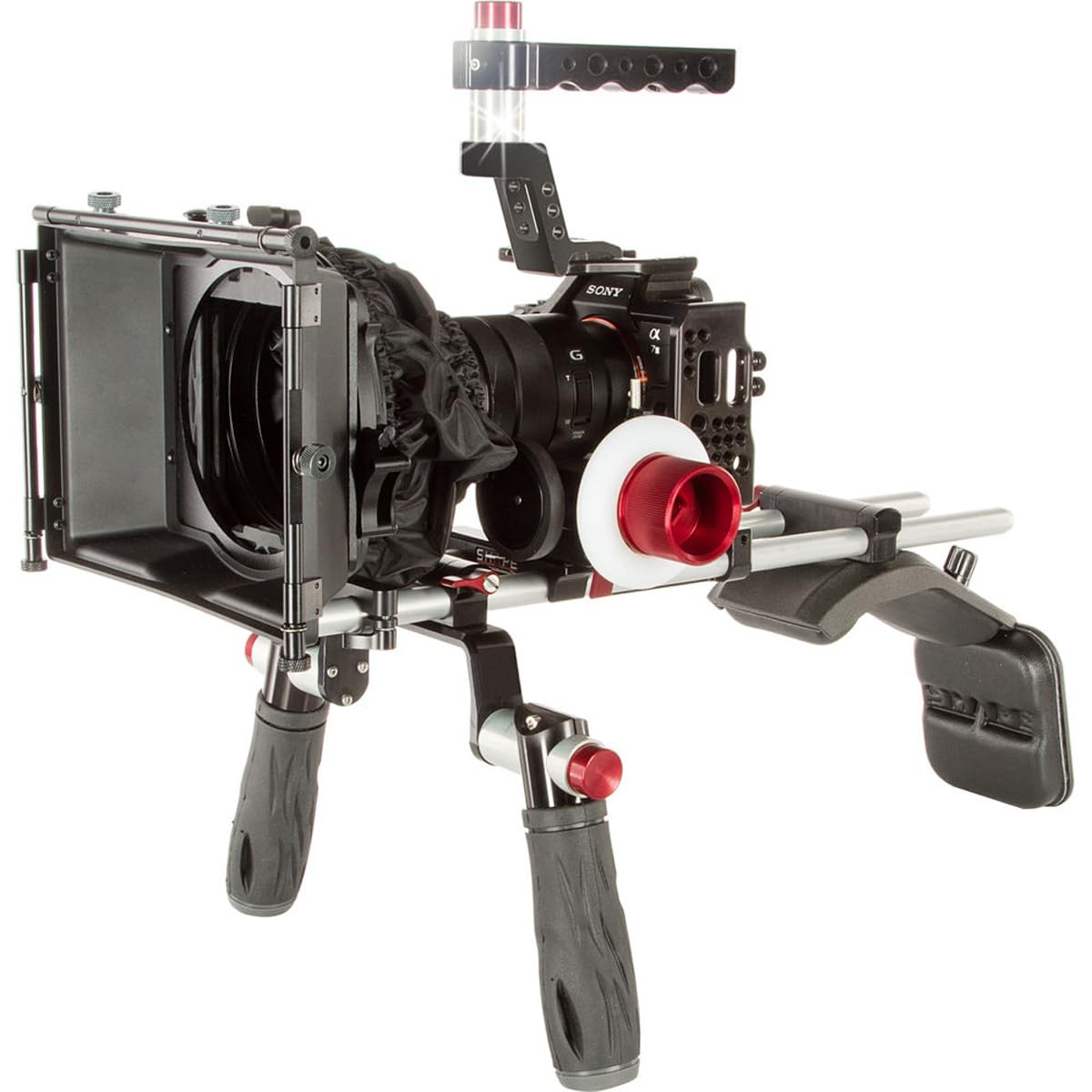Shape Shoulder Mount Cinema Kit for Sony a7S II, a7R and a7 Camera, Includes Cage, 2X 15mm Rod System, Matte Box 4x4, Friction &amp; Gear Follow-Focus Clic Mini Composite