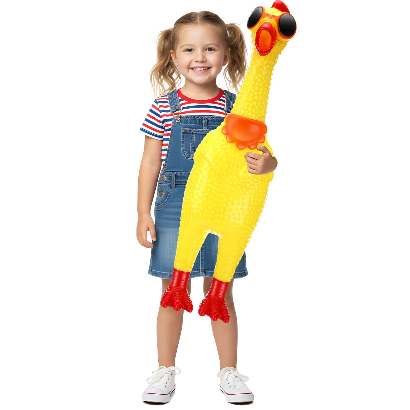 Arrowbash 23.6 Inch Giant Screaming Chicken Large Screaming Chicken Squeeze Crazy Noise Shrilling Shrieking Squawking Chickens Noisemaker Novelty Gadget for Adult Novelty Gag Gift(Yellow)