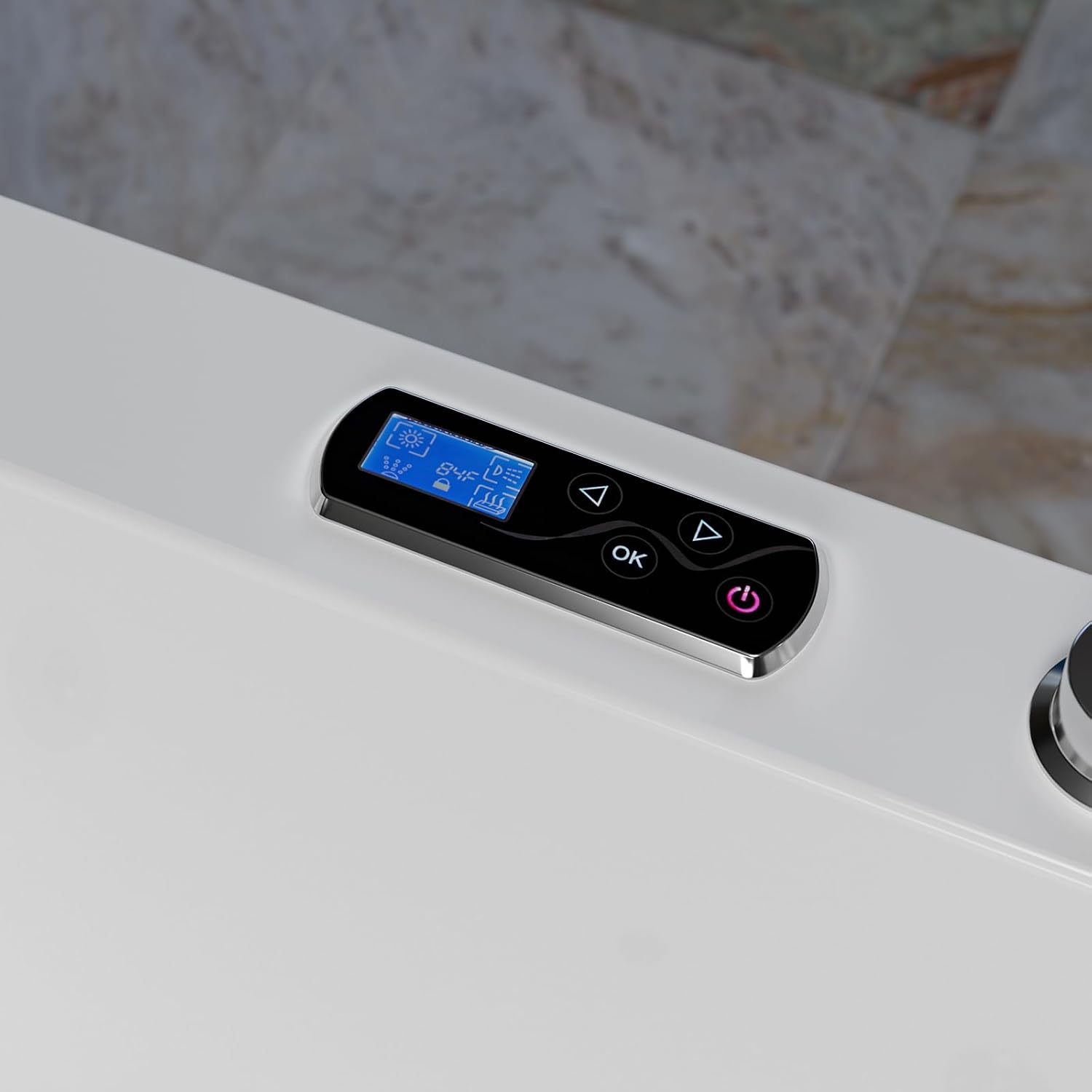 Empava PRO Series Whirlpool Bathtub for Two, Heated Jetted Tub with Air Bubble Jets & Chromotherapy Lights, Acrylic Soaking Spa Tub, Thermostatic Control, Self-Cleaning, ETL Certified, White, 71"