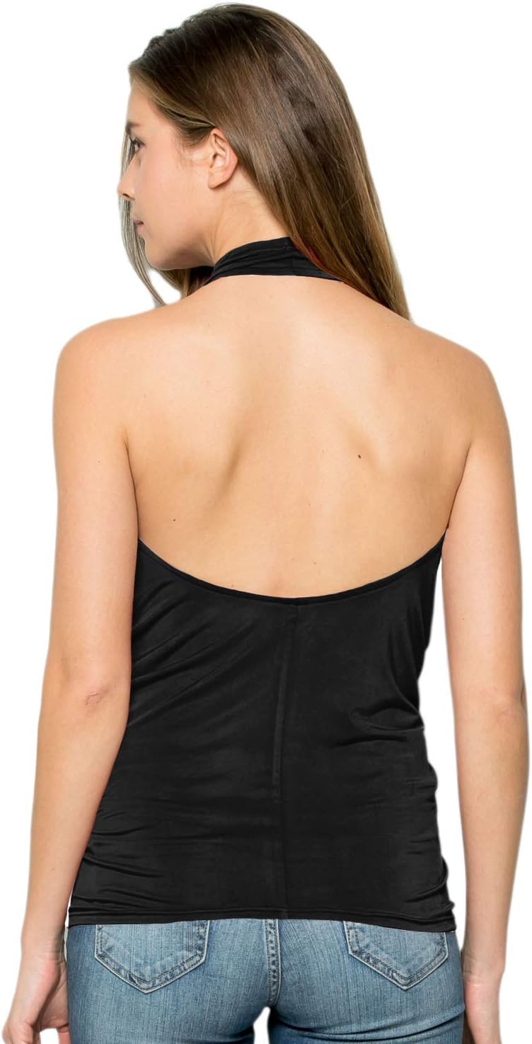 Women's Casual Halter Neck Draped Front Sexy Backless Tank Top (S-3XL) (CLLTJ316) - Image 3