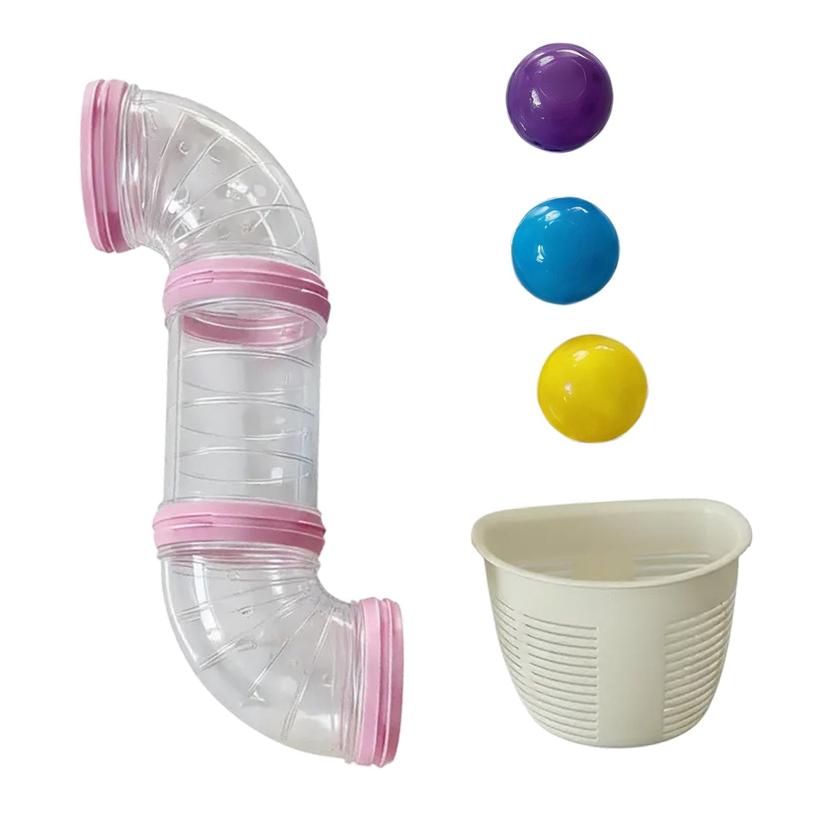 3-Piece Educational Activity Tube Set Busy Board Pipe Toy for Interactive Sensory Board, Fine Motor Skills Tunnel, Transparent PP Course, Suitable for Children, light pink 43cm