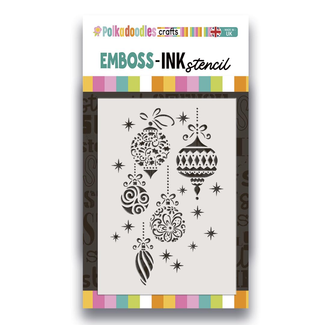 Emboss-Ink Stencil - Beautiful Baubles Stencil A5/6x 8"