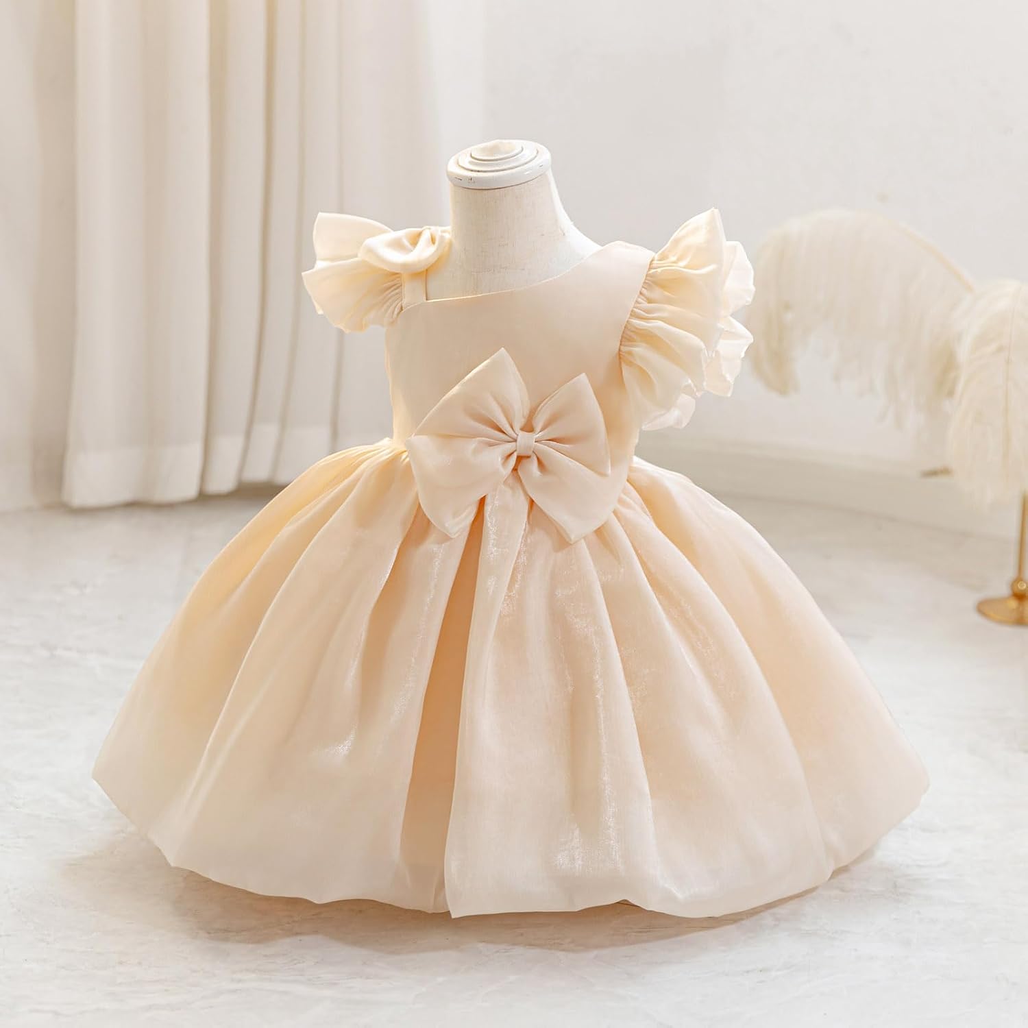 FYMNSI Baby Girl Birthday Dress Shiny Asymmetric Ruffle Tulle Tutu Dresses Princess Formal Flower Pageant Wedding Party Gown - Image 3