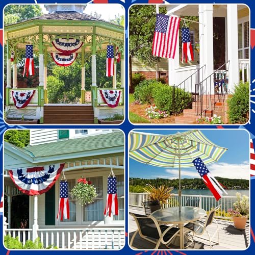 NOVWANG 24 Inch American Flag Windsock, 2 Pcs Heavy Duty Patriotic Outdoor Decoration USA Windsock for Memorial Day Independence Day Garden Porch Boat Decor