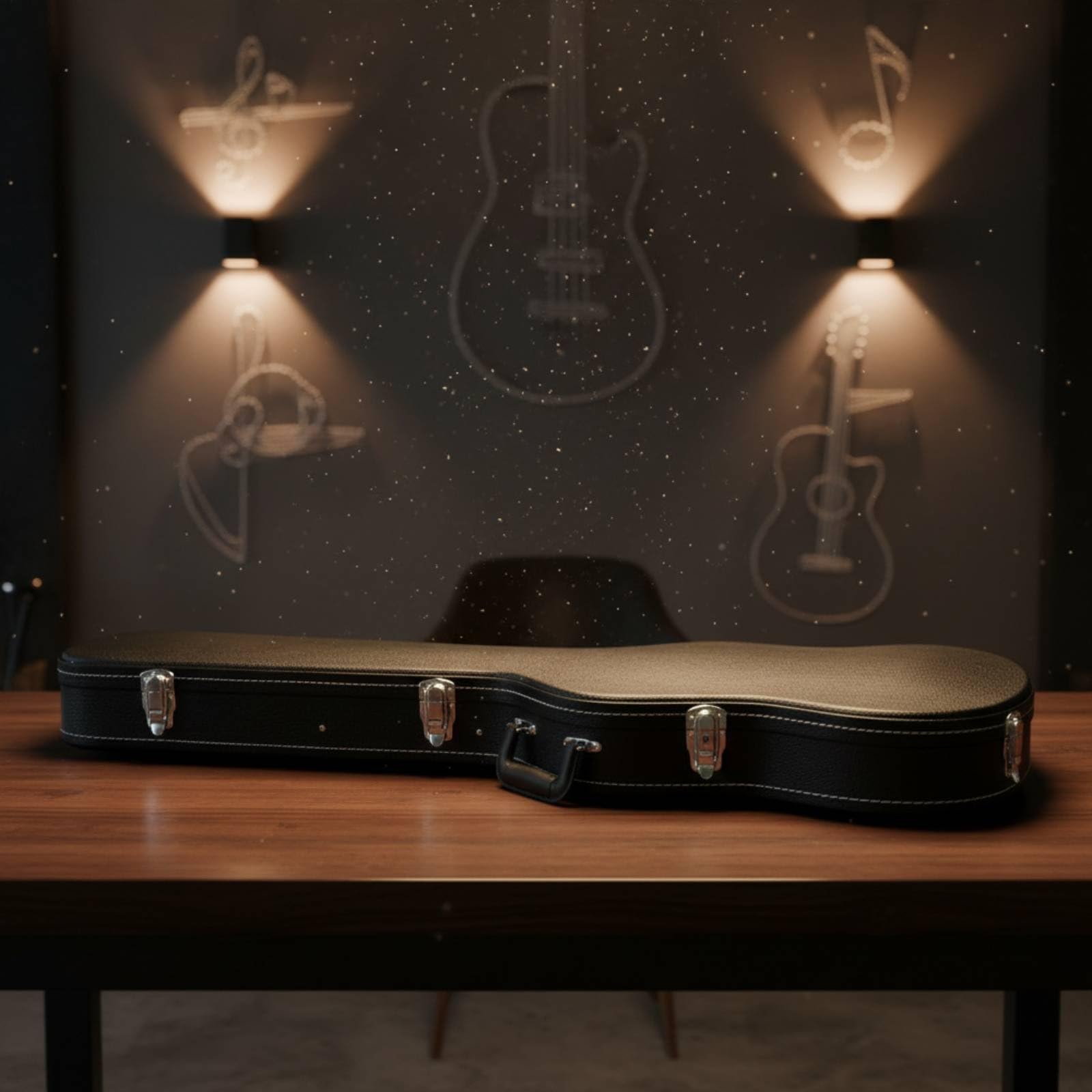 Maletín de bajo Eléctrico Impermeable Estuche Rígido Acolchado Instrumentos Musicales para Almacenamiento, Negro, Negro