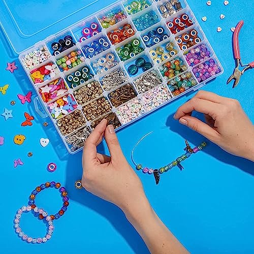 Image of Rylan Plastic 36 Grid Cells Multicolorpurpose Jewelry Organizer Rectangular Storage Box, with Adjustable Dividers, Transparent Storage Organizer Box for Jewelry Beads Earring