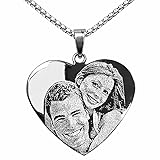 Collar Corazón con Foto Grabada | Medalla Personalizada para Mujer | Acero Inoxidable con Imagen y Texto en el Reverso | Joya Regalo con Fotograbado en Forma de Corazón