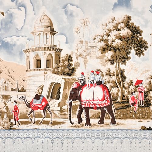 Image of 240 TC 100% Cotton Bedsheet for Double Bed King Size with 2 Pillow Covers | Breathable & Super Soft Rajasthani Sanganeri Jaipuri Printed Bed Sheet -108 * 108 Inches (Elephant 3)