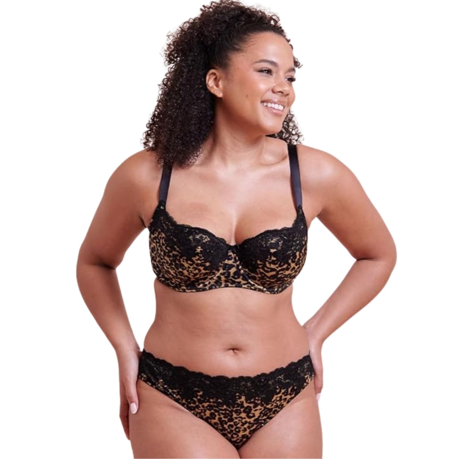 Curvy Kate Women's Print Boost Lace Padded Balcony Bra Leopard / 34E