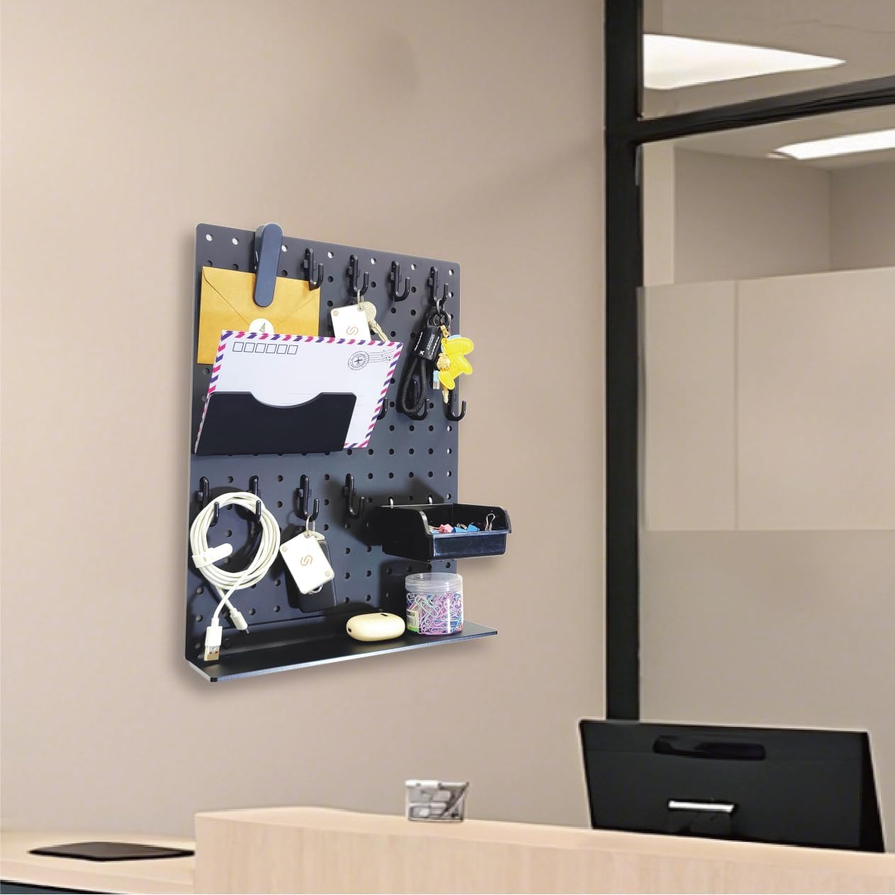 PROSPACE P0012 Matte Black Acrylic Pegboard Wall Organizer,12" x 16" DIY Display and Office Organization，Used for Product Display, Garage Storage, Office, Tool and Parts Storage (Black 2 Pack)