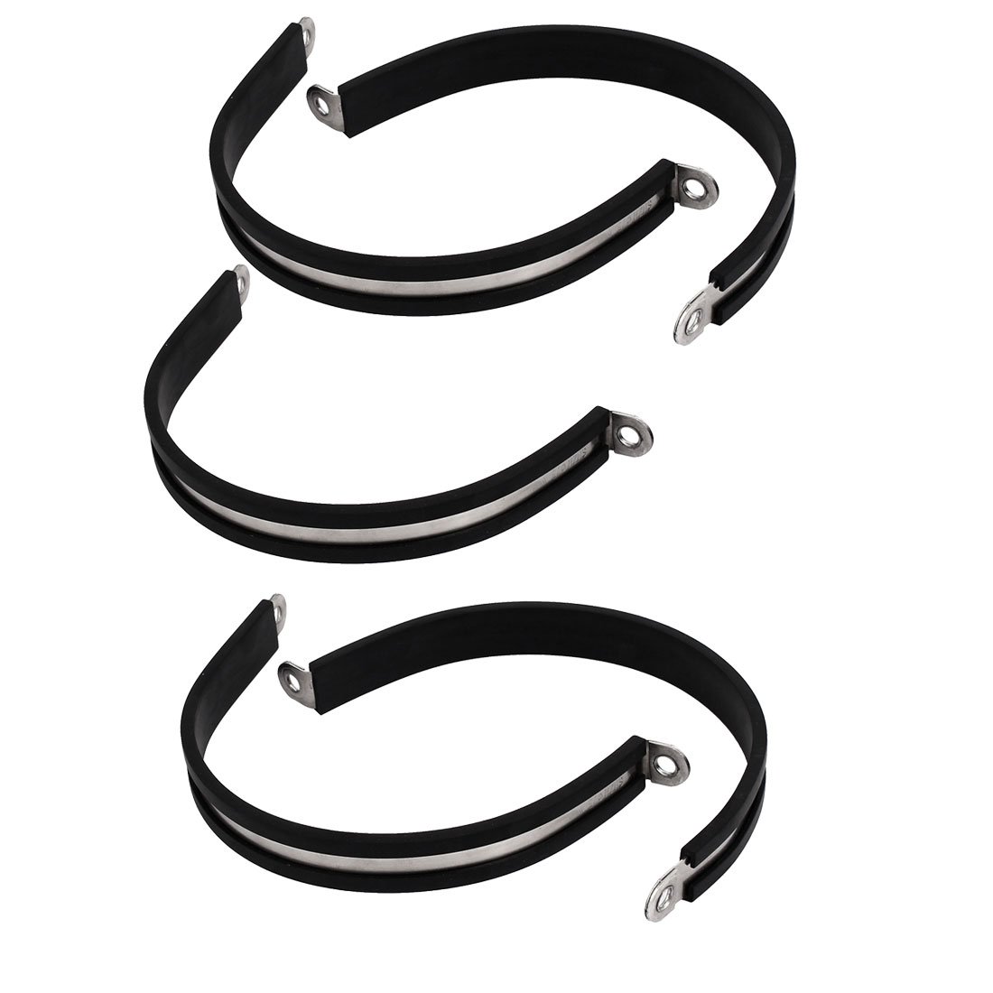sourcingmap 75mm Dia EPDM Rubber Lined P Clips Cable Hose Pipe Clamps Holder 5pcs, Black,silver