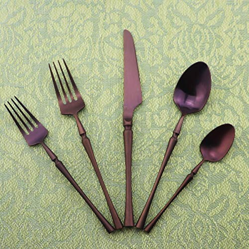 Gugrida Unique & Beautiful Flatware Set - 5 Piece Iridescent Silverware Sets | 18/10 Stainless Steel Reusable Cutlery Set | Purple Utensils Service For 1 With Dessert Fork, Knife, Spoon, Dinner Fork #TOP6