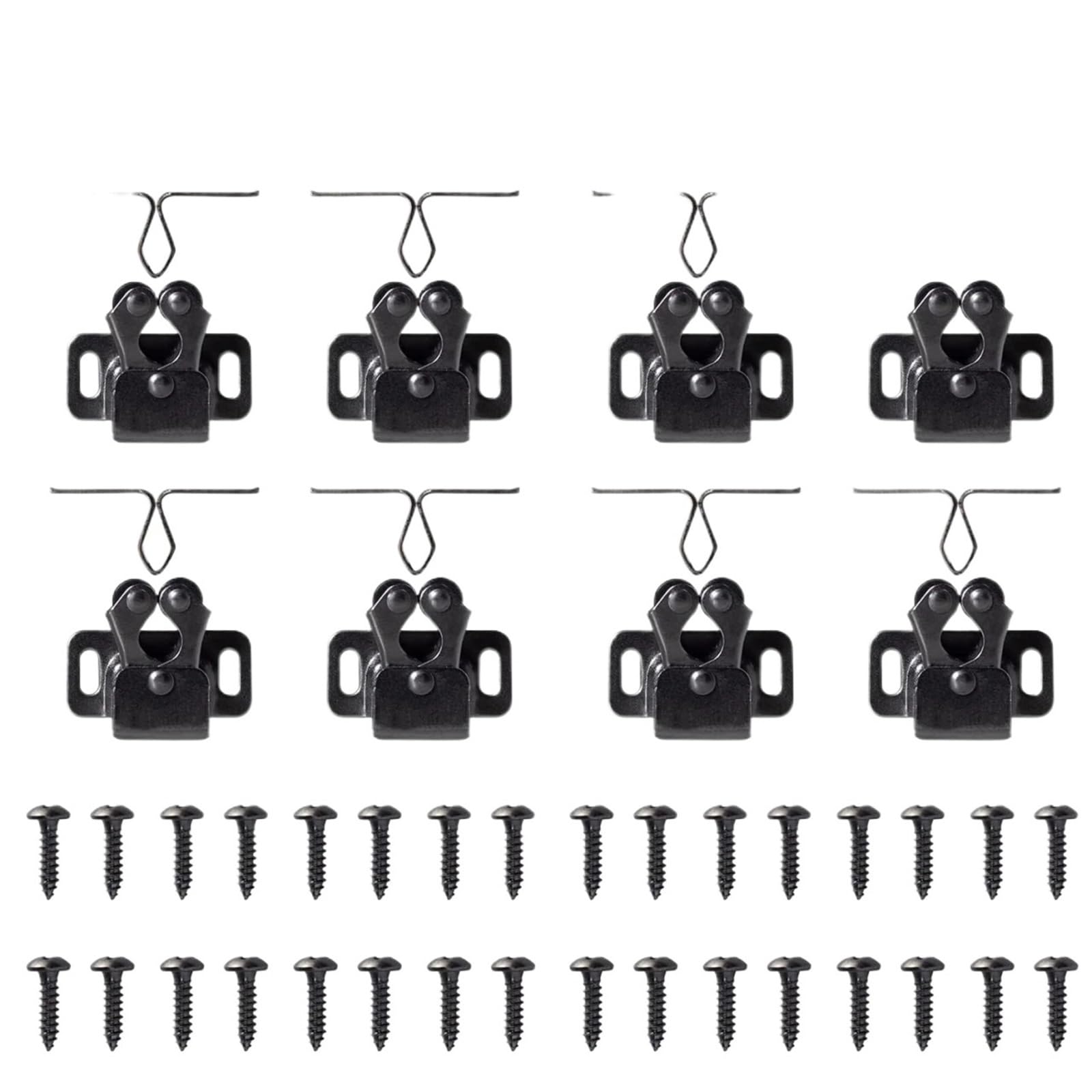 Maryear Black Nickel Double Roller Catch 40Pcs Furniture Door Stoppersr Cupboard Cabinet Roller Latch Twin Double Catches With Striker And Free Screws(Black Nickel)