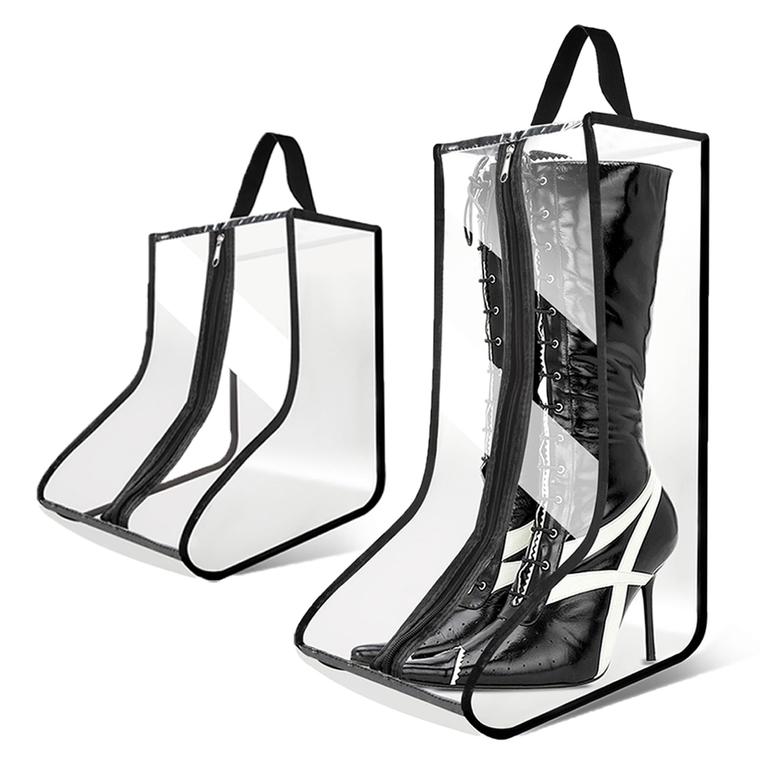CiBiZi 2Pack Black Boot Bags Organizer for Travel Waterproof Cowboy Boots Bag Portable Shoe Travel Bag for Women Hangable Ski Boot Bag Dust-free Tall