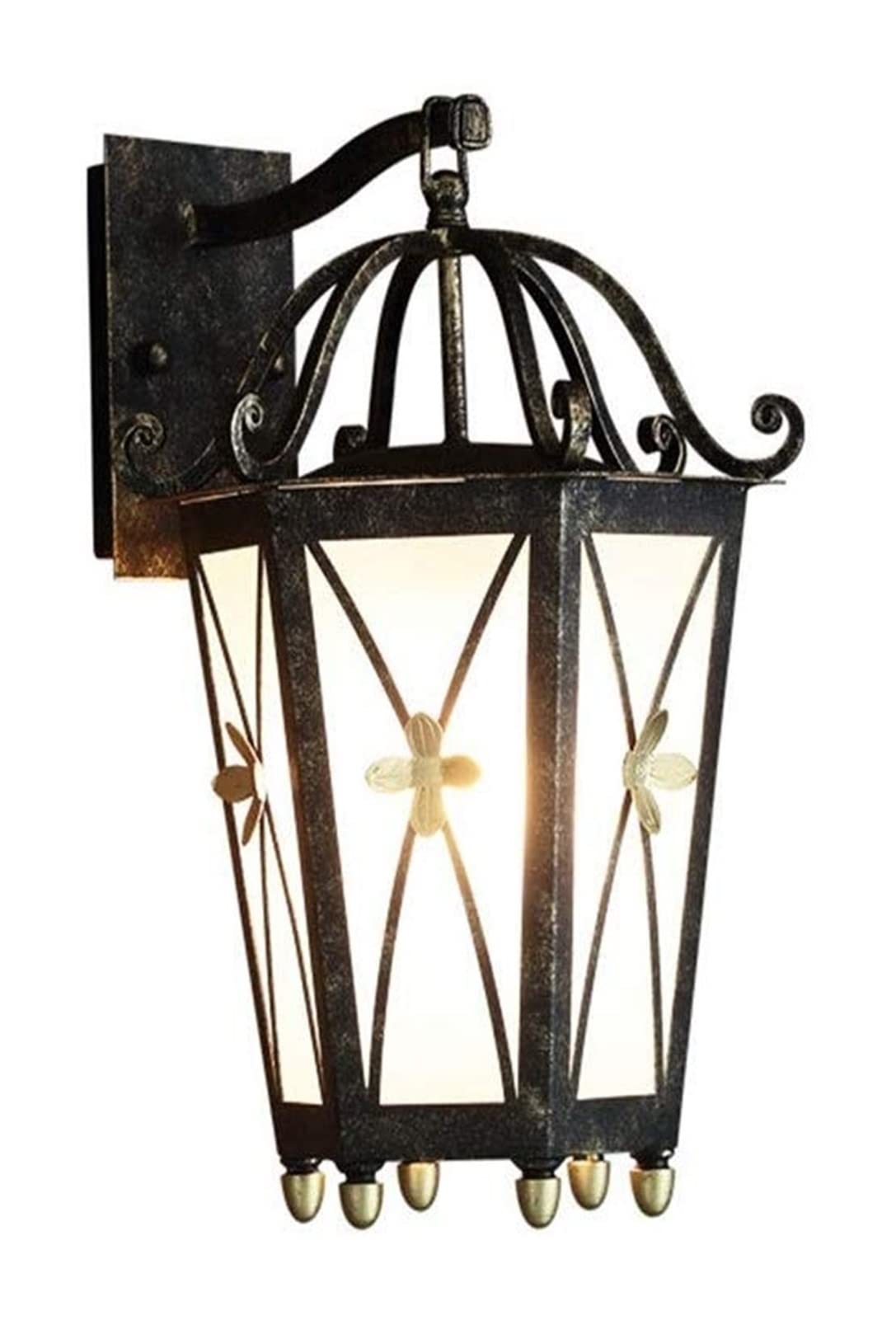 Lanterne murale d'extérieur E27 luminaire de style européen en verre et métal