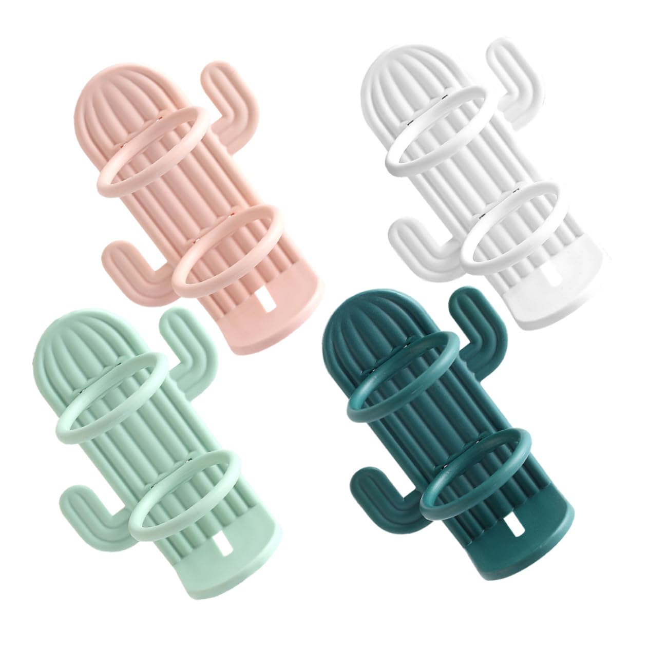 Cabilock Organizador De Pared para Cepillos De Dientes Forma De Cactus Soporte para Cepillo De Dientes Espacio Verde Rosa Verde 4 Piezas X 4