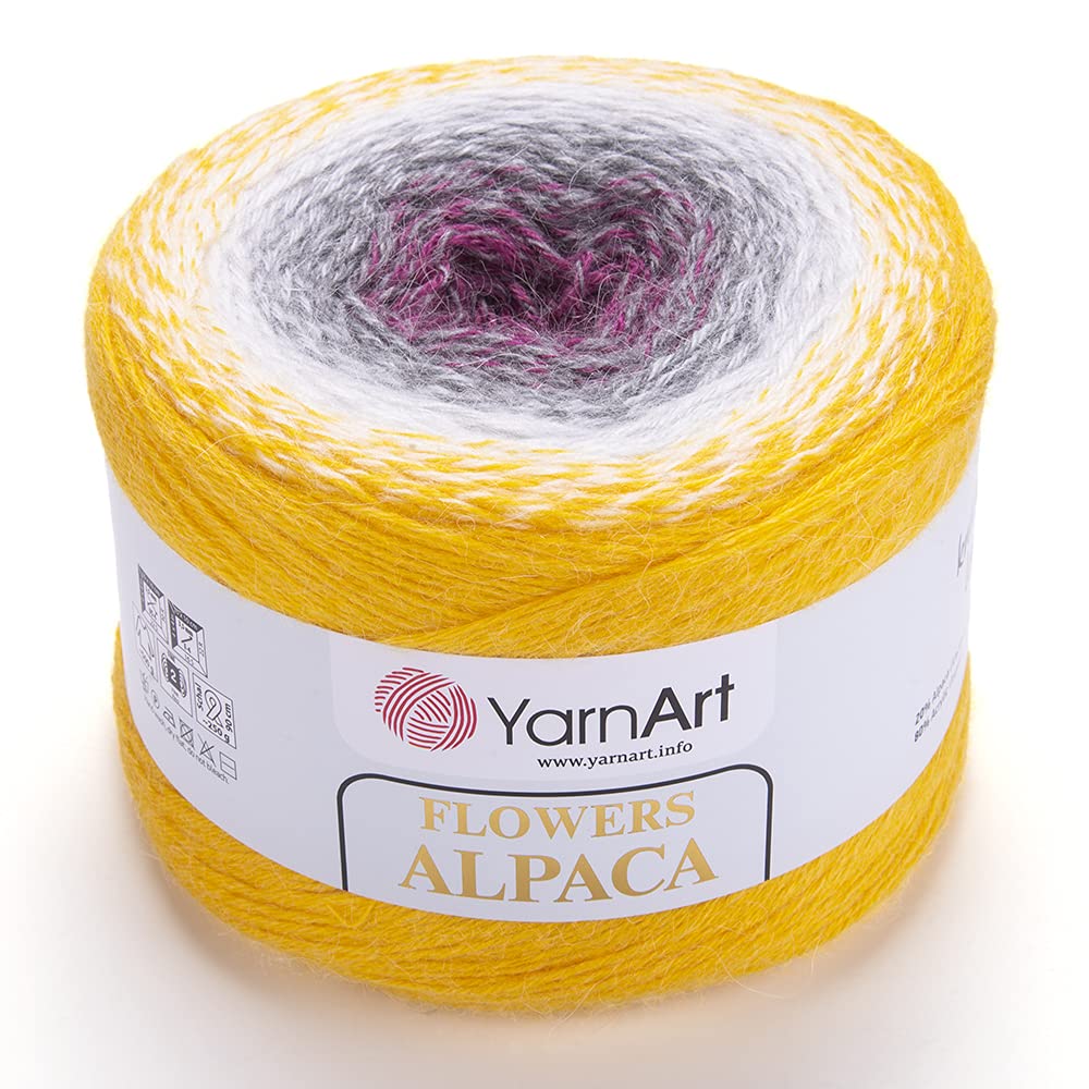 Yarn Art Flowers Alpaca 20% Alpaca 80% Acrylic Weight 8.82oz Length 1028 Yards Multicolor Rainbow Crochet Winter Yarn Weight 2 Sport (403)