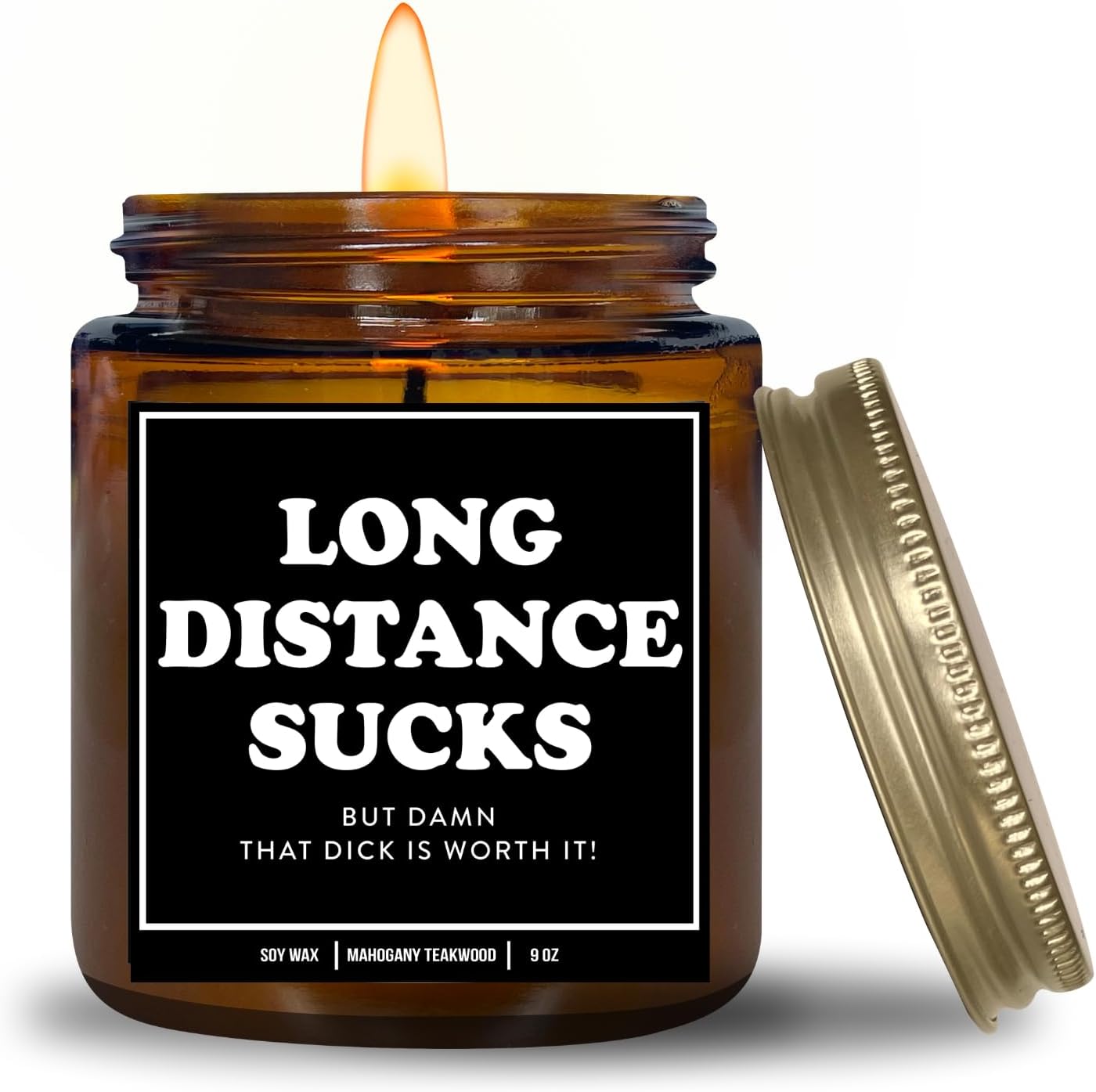 You Nique Designs Long Distance Candle, 9 Ounces, Long Distance Relationship Gifts, I Miss You Gift for Him, Deployment Gifts, White All Natural Soy Vegan Aromatherapy Candles (Mahogany Teakwood A)