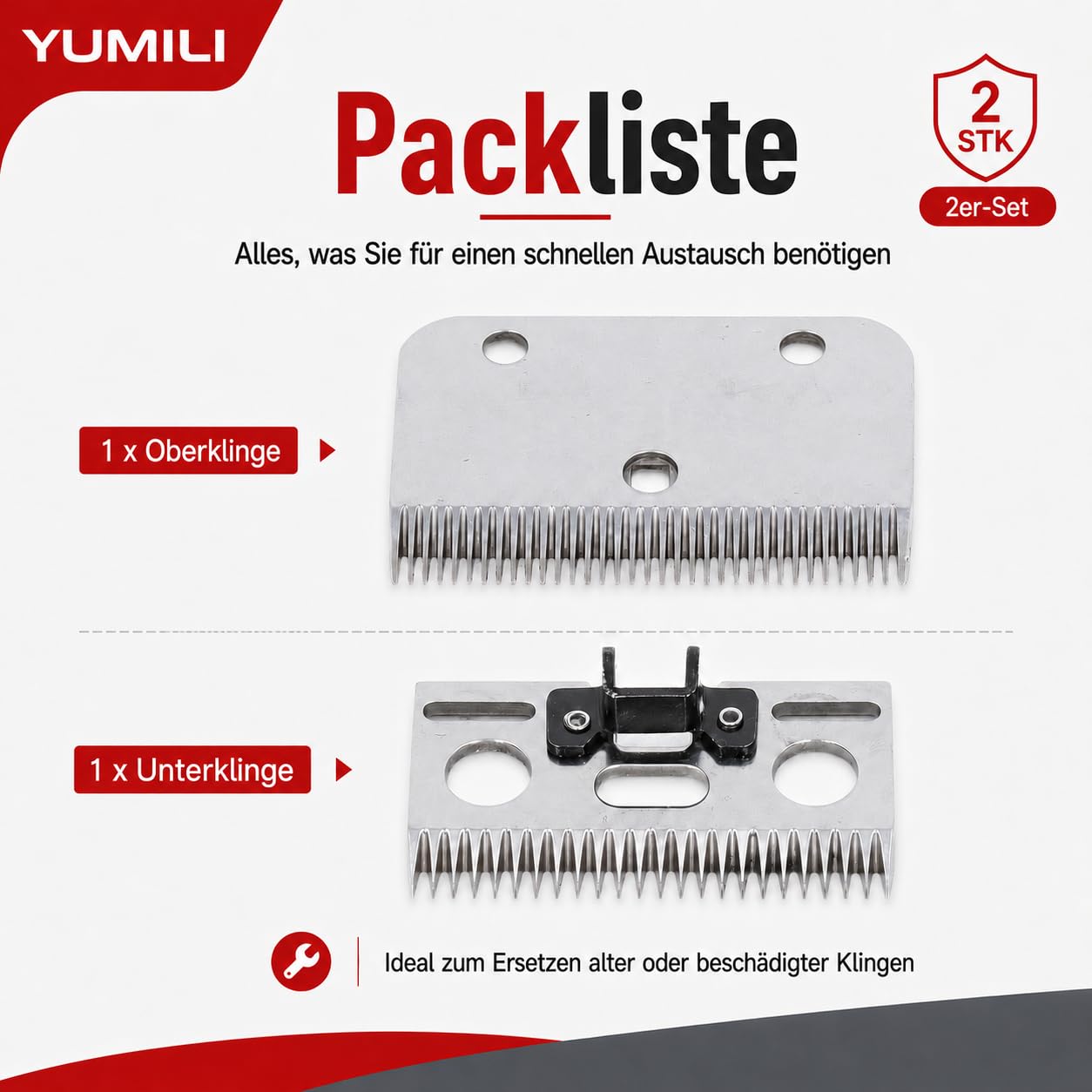 Pferdeschermaschinen Klingen, 35 Zähne Ersatzklingensatz für Schermaschine Pferd, Horse Clippers Blade, Hartmetall Viehhaarschneider für Pferden Kühen Ziegen Anderen Tieren mit Dickem Fell Entwickelt