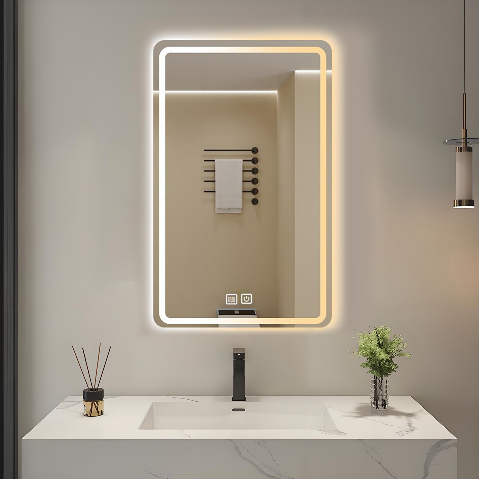 Miroir de salle de bain LED avec variateur éliminant la buée