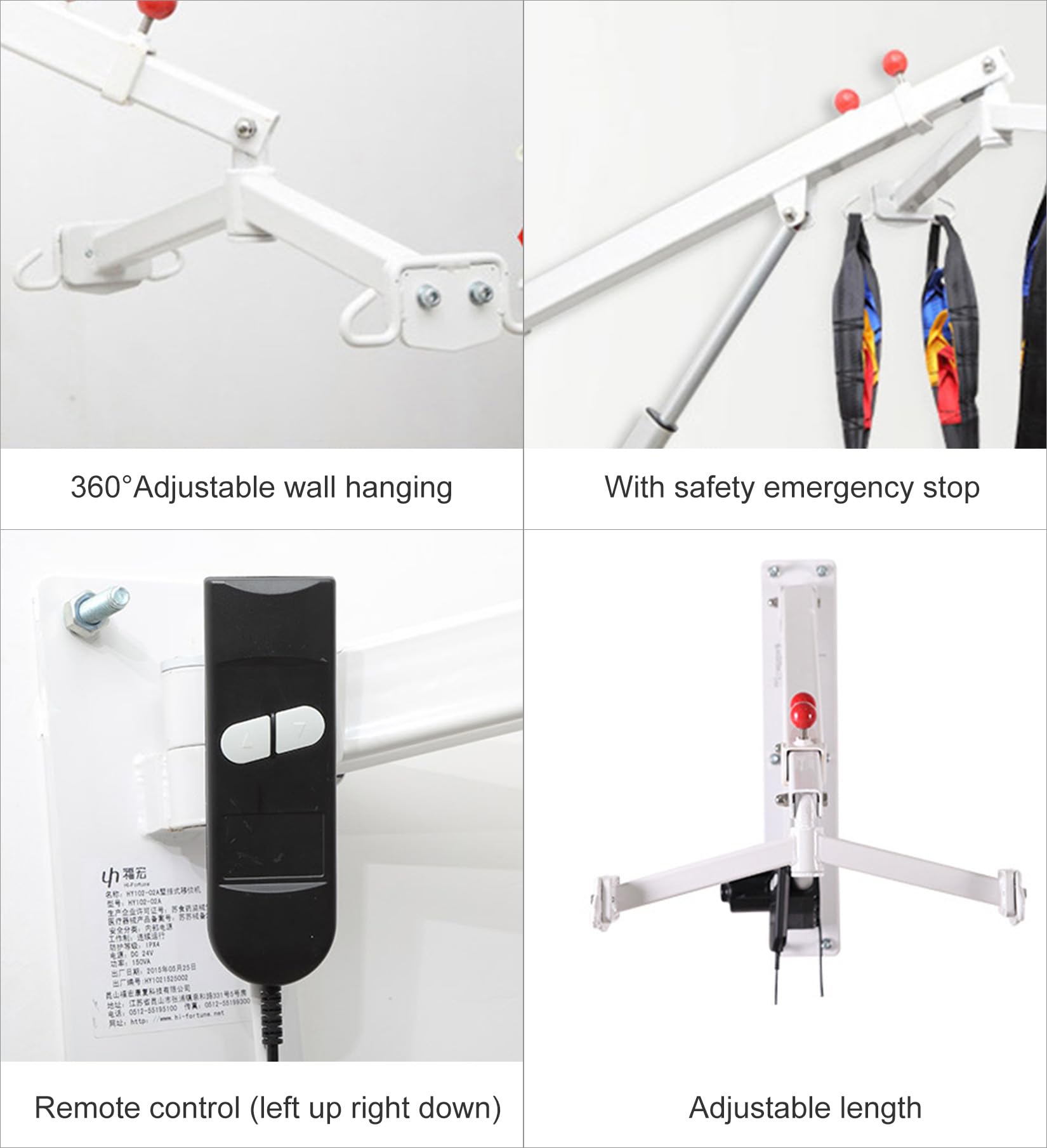 BOTOWI Grúa de Paciente Eléctrica en Voladizo con Cinturón de Asistencia, Grúa Colgante Eléctrica para Pacientes, Sistema Eléctrico de Cuna, Grúa de Traslado de Pacientes de Cuerpo Entero