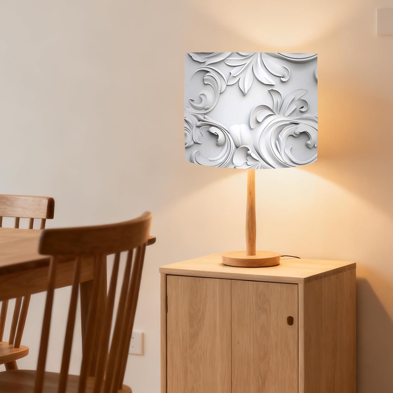 Nuxovilar Lamp Shades Set of 2, Polyester 13x9.8 Inches - Lamp Shades for Floor Lamps, Floral Relief Pattern for Living Room, Dining Room, Formal Space