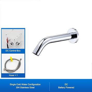 Automatic Touchless Sensor Faucet, Wall-Mounted Kitchen Sink Faucet, Smart Sensor Tap for Basin, Water Saving Hands-Free Operation, Easy Installation(Silver,Single Cold)