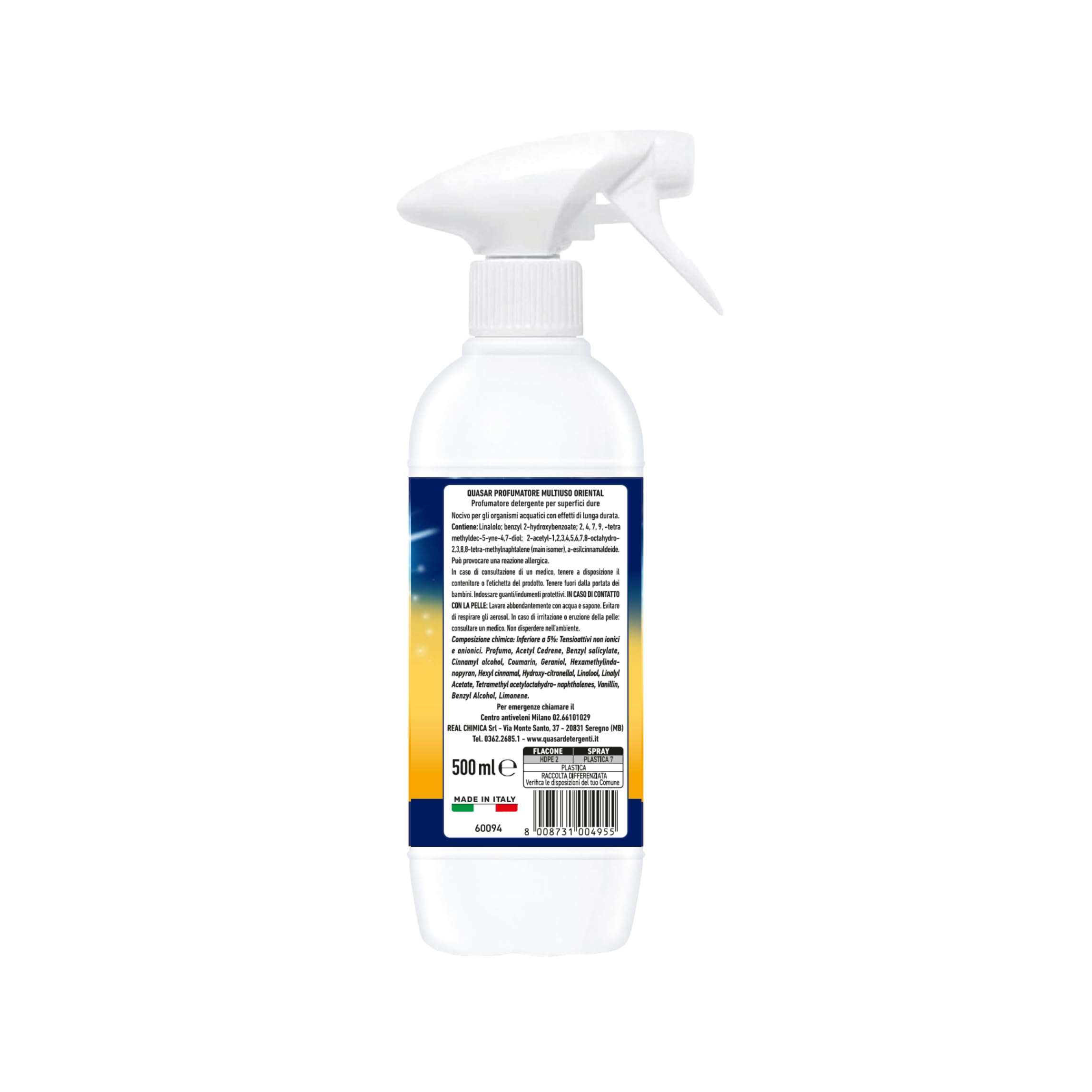 QUASAR PULITO STELLARE Profumatore Multiuso - Fragranza Oriental, Profuma a Lungo, Deterge e Spolvera - 500 ml