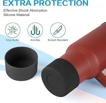 Silicone Bumper Boot for Stanley Quencher H2.0 40 oz 30 oz Tumbler with Handle & Stanley IceFlow 20oz 30oz, Protective Water Bottle Bottom Sleeve Cover, Tumbler Accessories (Black)