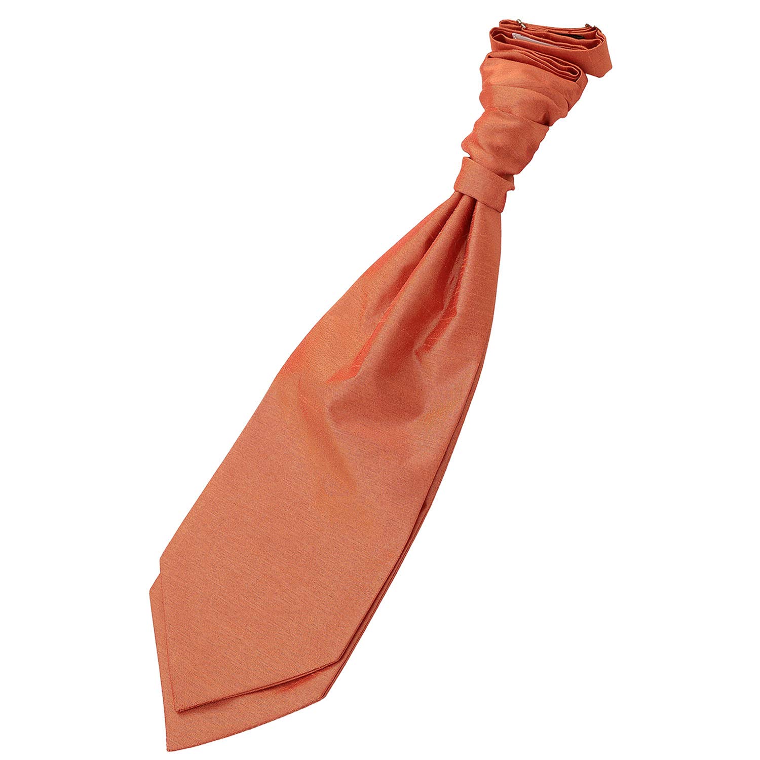 Dqt Men's Copper Plain Shantung Pre-Tied Scrunchie Cravat – Wedding Formal Ascot Tie