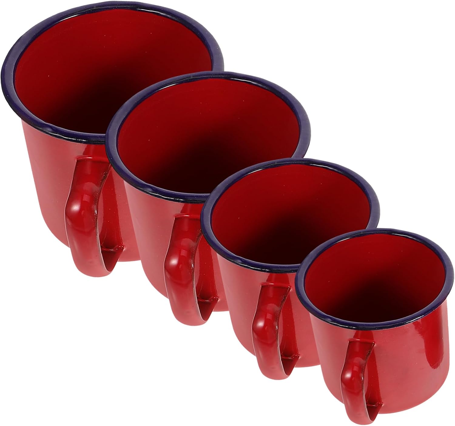 Healifty Enamel Camping Mug Set 4 Sizes 120Ml-500Ml Lightweight Tea Cups Milk Cups for Hiking Picnic Home Office
