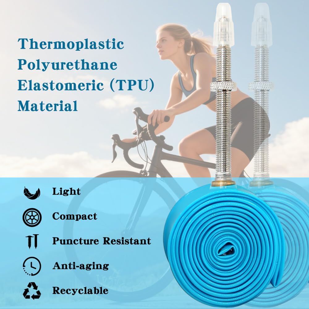4 Pack Ultrallight TPU Bike Inner Tubes 700x18C/23C/25C/28C/30C/32C Presta Valve 45/65/85mm for Daily Commuting, Long Distance Riding,Road Racing, City Cycling