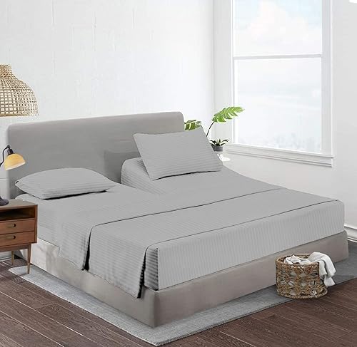 Miniatura 9 de Sábanas de tamaño King Flex Top para dormir de 28 pulgadas con abertura superior 100% algodón egipcio, sábanas ajustables de 800 hilos, parte