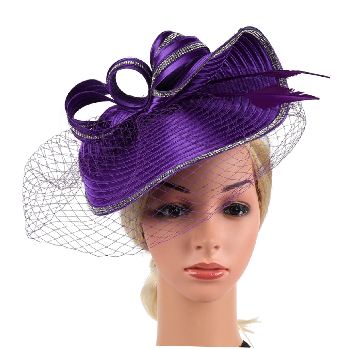 Holibanna Cappello da Cocktail Party Fascia per Ragazze Cappello da tè Cappello per Il Matrimonio fascinatori di per Le Donne Cappelli Fascinator per Le Donne Filato di Navy