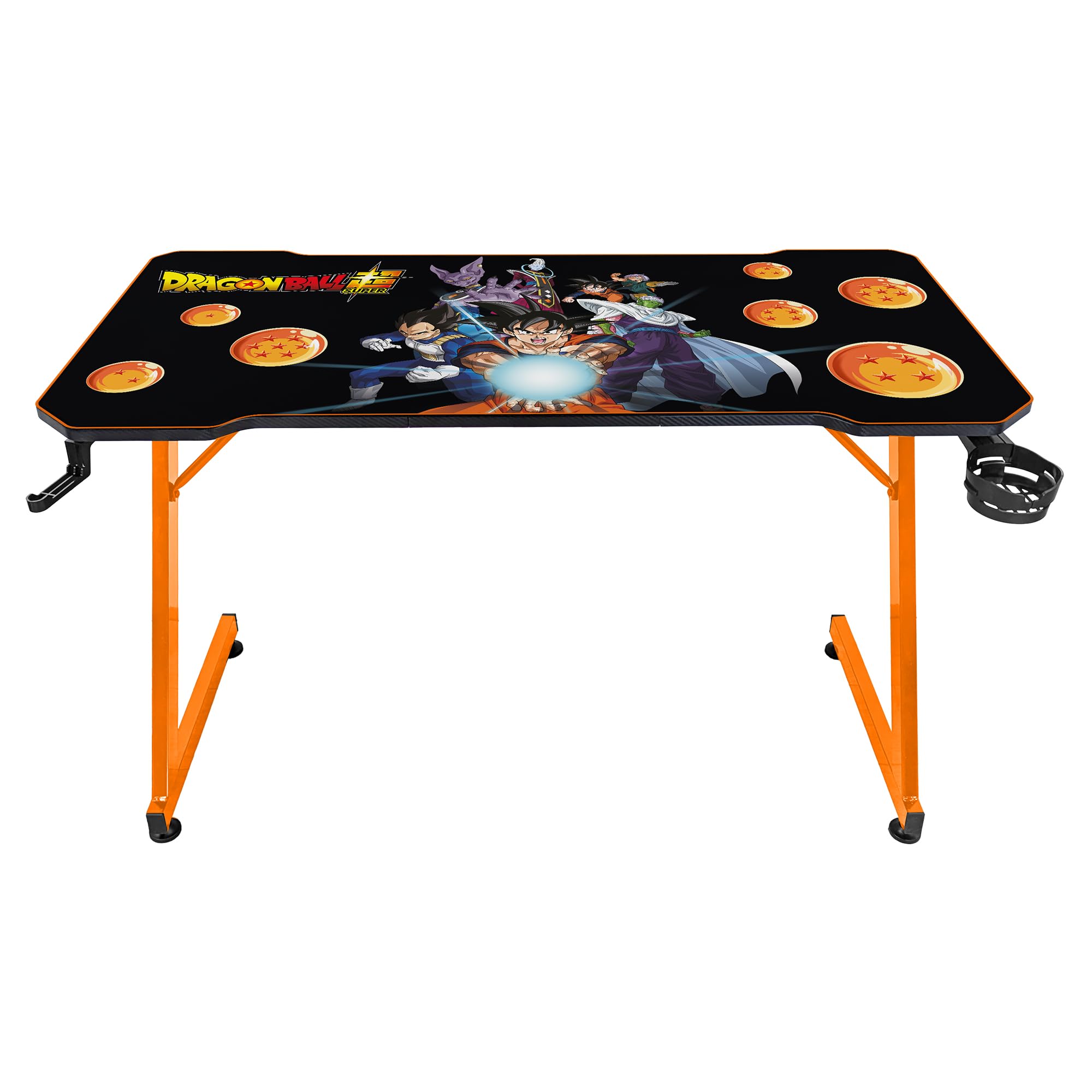 SUBSONIC - Scrivania da gaming ergonomica con finitura in carbonio e tappetino per mouse XXL Dragon Ball per PC Gaming - Licenza ufficiale - Piano nero e base arancione