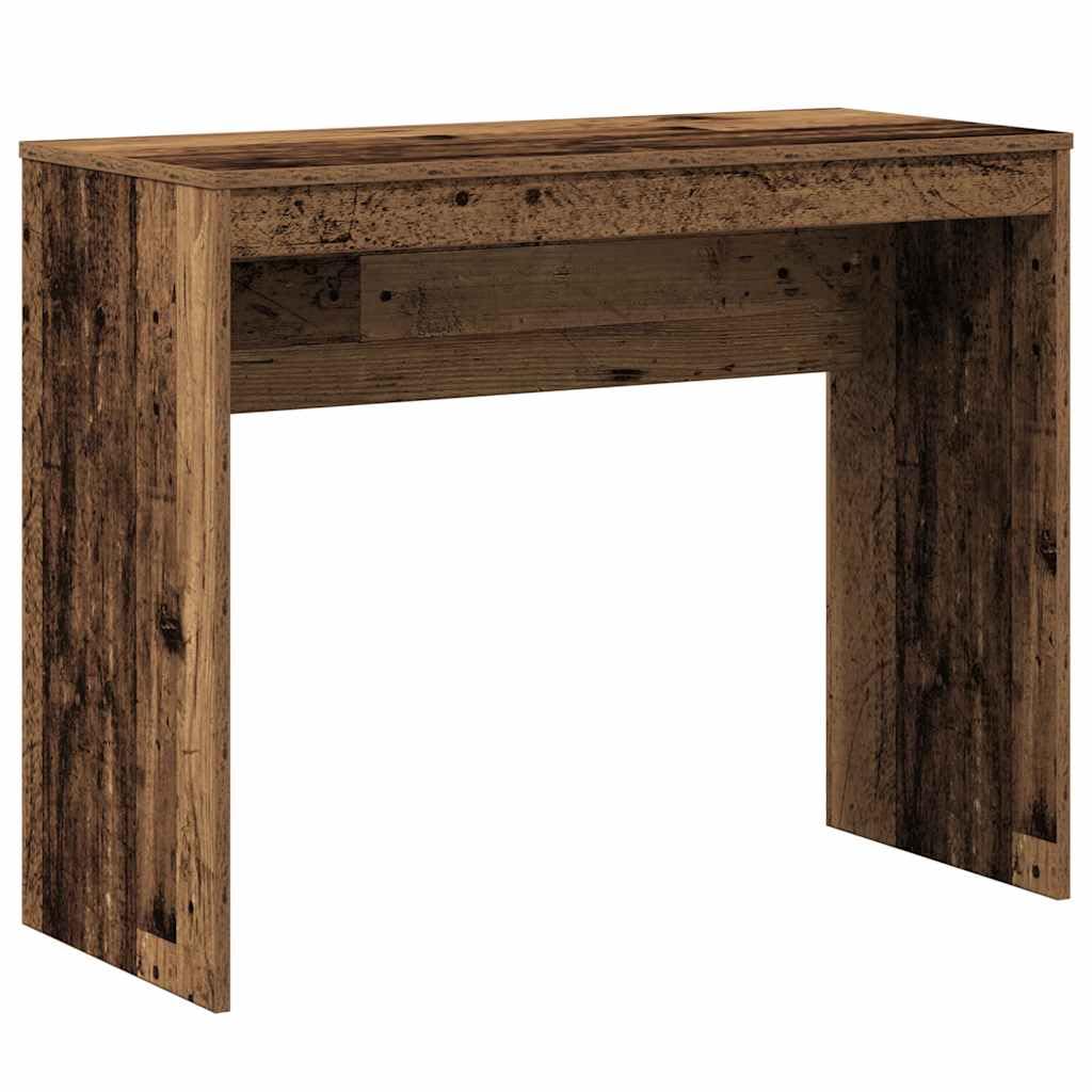 Scrivania in legno anticato, 90 x 40 x 72 cm, in legno, tavolo da lavoro per casa, studio, con piano scrivania e spazio per riporre oggetti