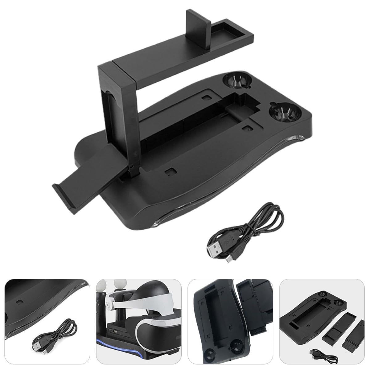 Veemoon Stazione di Ricarica per Controller Vr, Supporto e Organizer in Abs Nero, per Console Gioco Vr, Accessori Gaming