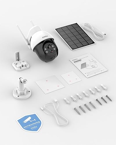 Miniatura 8 de AOSU Sistema de cámaras de seguridad solares de 3K5MP inalámbrico para exteriores, cámara WiFi alimentada por batería para seguridad del hogar, PTZ
