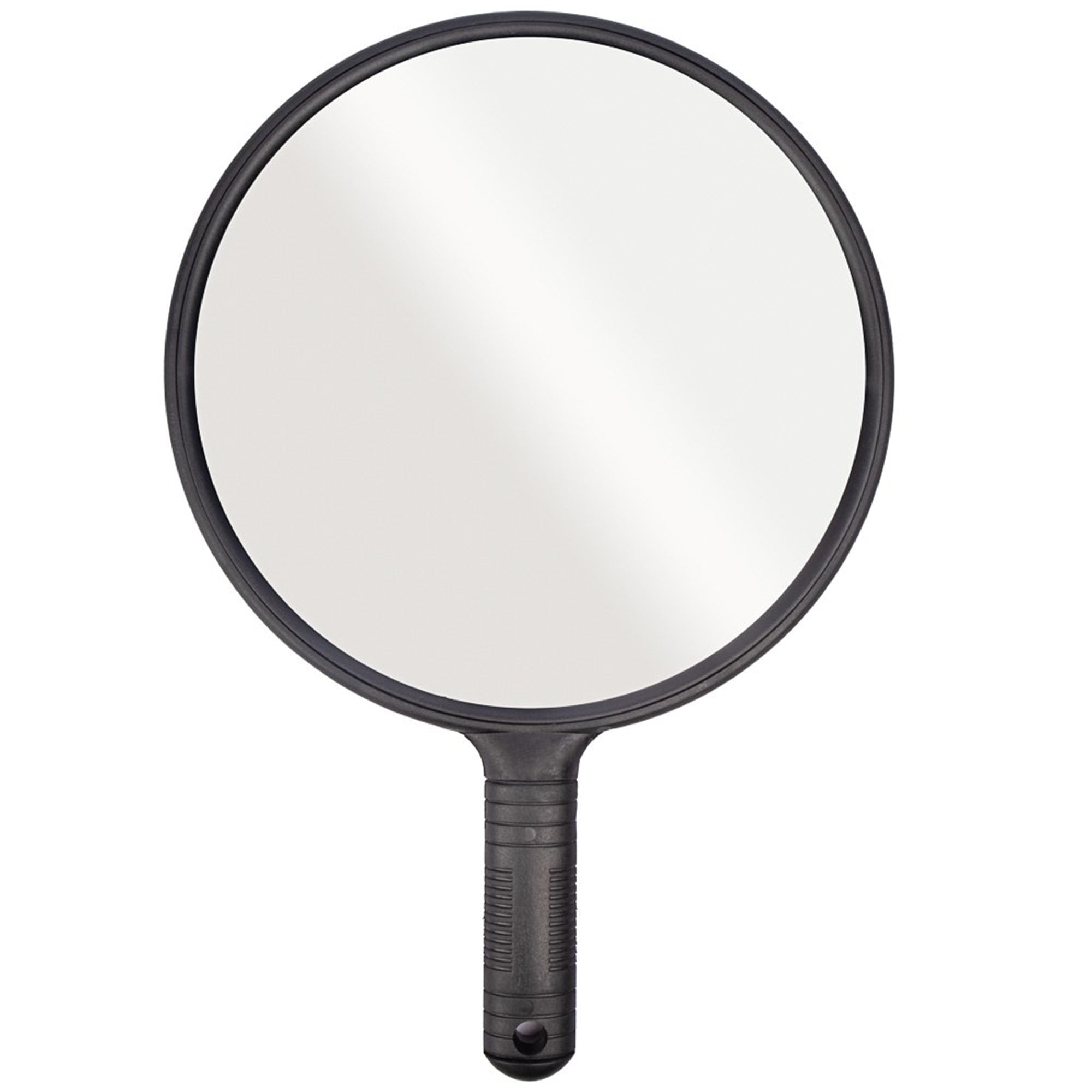 Gabri Professional Portable Handheld Barber Mirror with Handle, Round Salon Mirror for Hairdressing, Black (Handle 27cm)