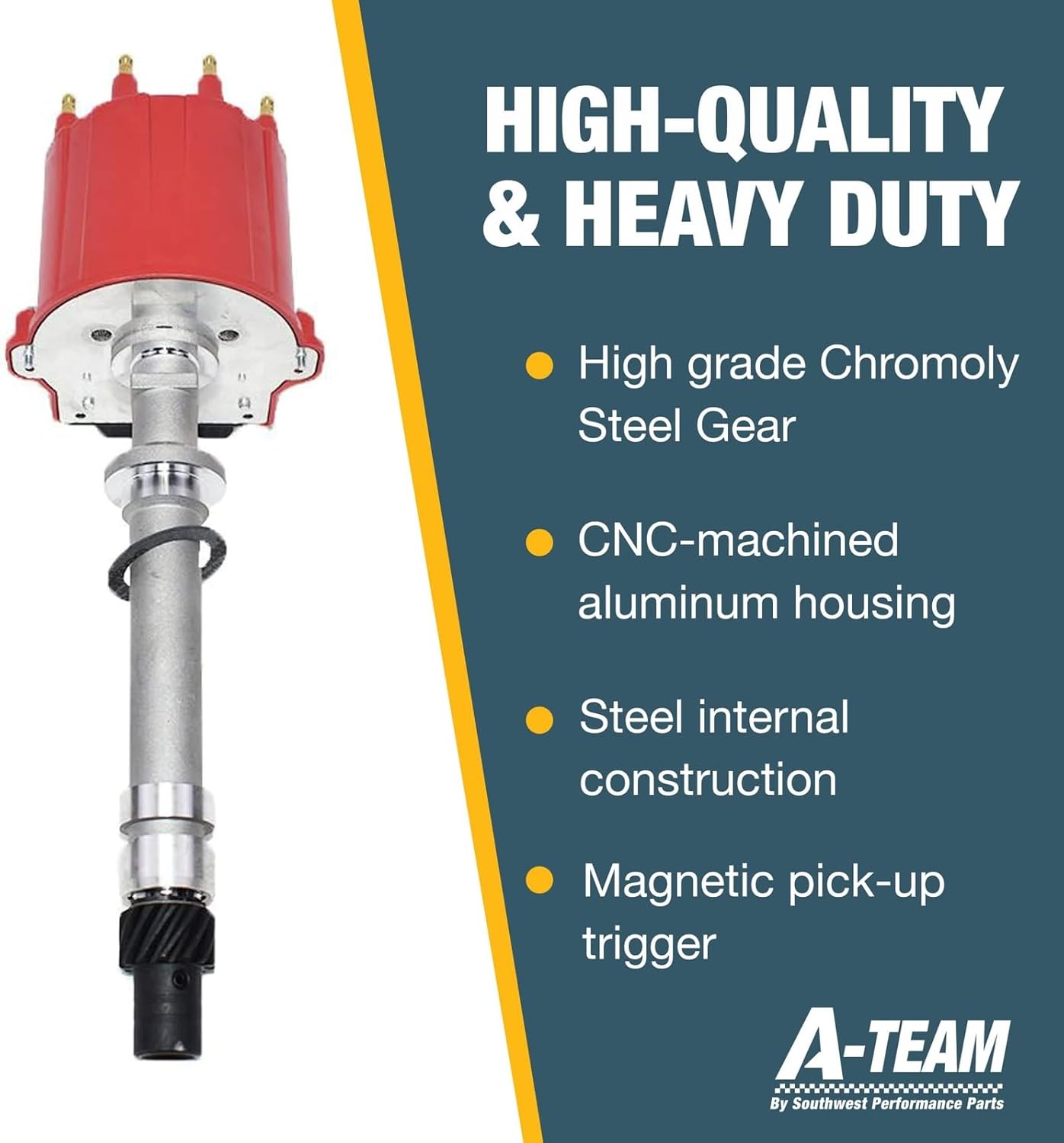 A-Team Performance EFI TBI Distributor - Headers & Coil - Ready to Run Distributor - Compatible With GMC, Chevy Pickup Truck & Camaro - 87-97 5.0L/5.7L/7.4L - Red Cap