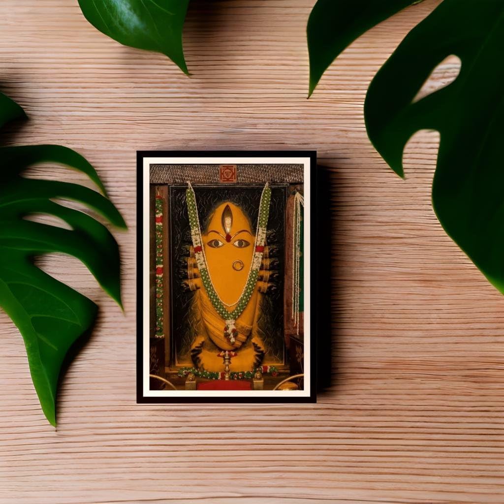 Hindu Deity Linga Bhairavi Framed Wall Art, 7 x 9 Inches, Wooden Frame
