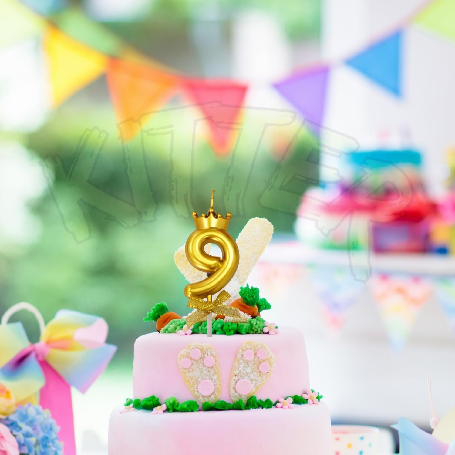 KITTER 1 Pc 9 Number Candle for Birthday Cake Crown Candle with Number 9th Birthday Cake Decoration Cake Topper Number Candles for Anniversary No. Nine with Crown on Top (Golden Colour, Pack of 1) 1