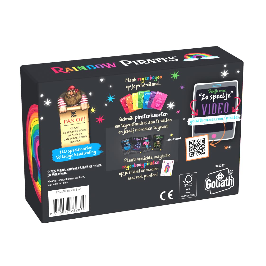 Goliath Rainbow Pirates, Familiespel Vanaf 7 Jaar, Kleurrijk Kaartspel Voor 2 tot 5 Spelers, Arc-en-Couleur