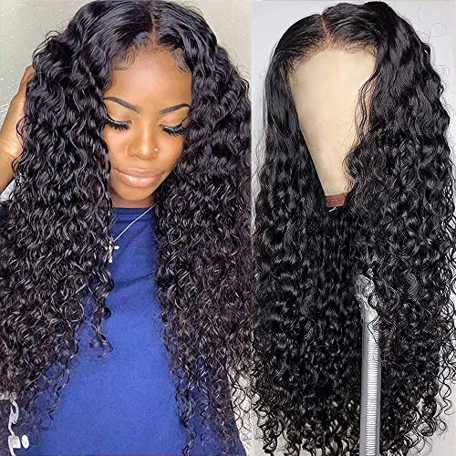CHEETAHBEAUTY Deep Wave 13X6 HD Transparent Lace Front Wigs Human Hair Brazilian 10A Grade Deep Curly Human Hair Wigs for Black Women Pre Plucked with Baby Hair Natural Black 250% Density(26inch)
