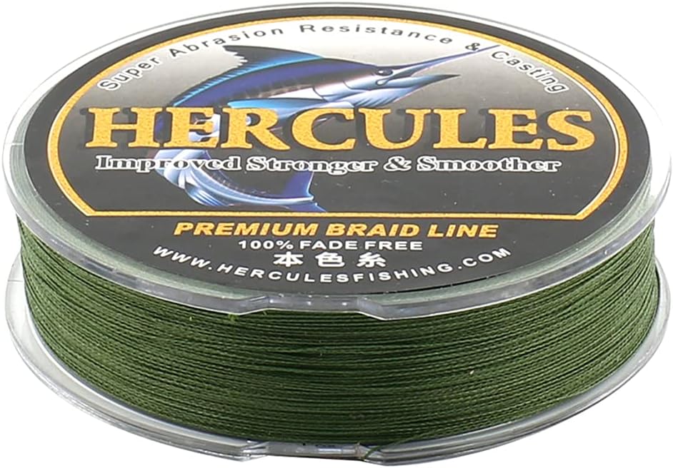 HERCULES Braided Fishing Line, Not Fade, 109-2187 Yards PE Lines, 4 Strands Multifilament Fish line, 6lb - 100lb Test for Saltwater and Freshwater, Abrasion Resistant