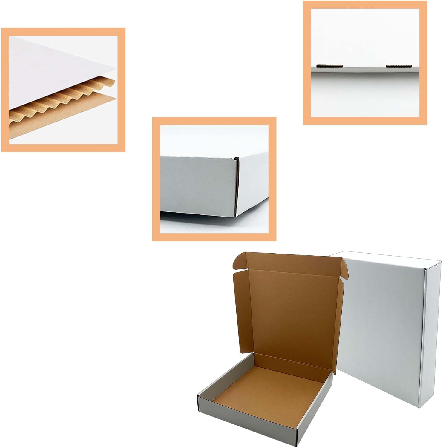 11x11x2 Inches Shipping Boxes Set of 25,White Corrugated Mailing Cardboard Box Literature Mailer for Packing Small Business Moving Storage, E-Commerce Packaging Mailing Boxes Gift Boxes for Presents