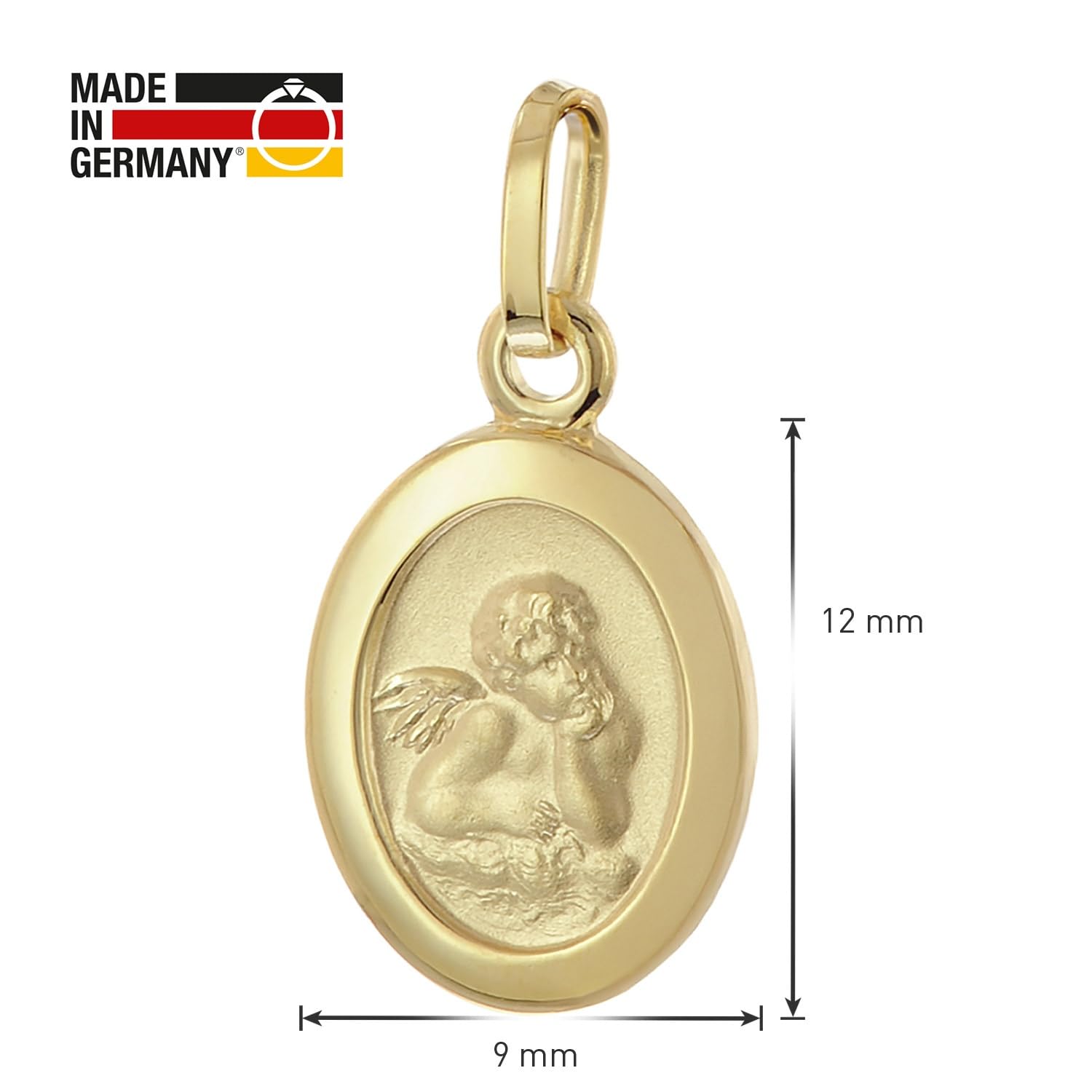 trendor Kinder-Anhänger Gold 333 Schutzengel an vergoldeter Silberkette | wunderschönes Schmuckstück für Mädchen und Jungen, zauberhafte Geschenkidee