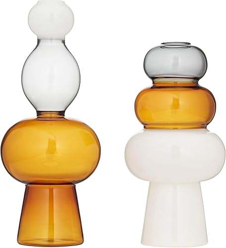 Miniatura 5 de Tanger - Juego de 2 jarrones de cristal triple ámbar de 10 1/4" Dahlia Studios